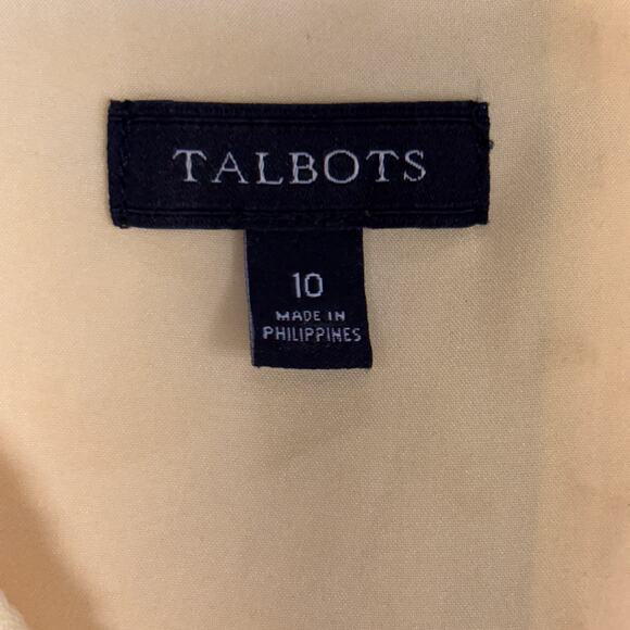 Talbots Yellow Fit & Flare Dress 10 Short Sleeve Textured Skater Work Party - Picture 9 of 9